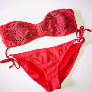 Peach Studded Bikini Top & Bottom